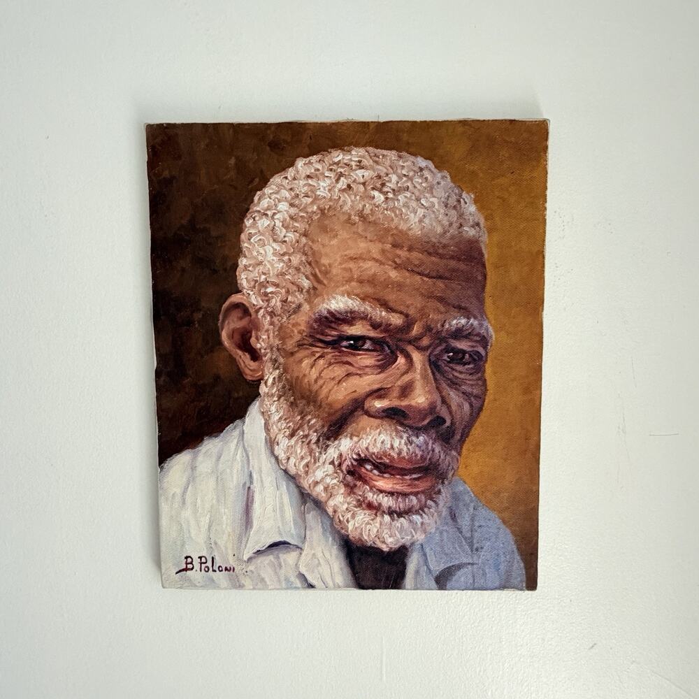 Bruna Poloni Signed Original Oil Painting Portrait of Elderly Man With Gray Hair